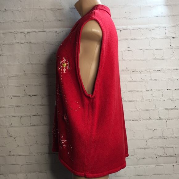 Southern‎ Lady II Red Winter Snowflake Sweater Vest Women's Size 1X - Picture 6 of 10